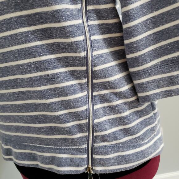 Onque Casuals Striped Side Zipper Crewneck Pullover Top Medium - Picture 9 of 12